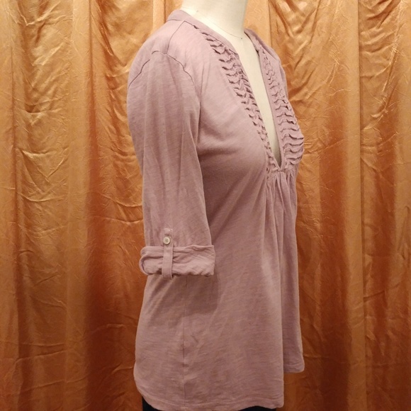 LOFT Deep V-Neck Roll Sleeve T-Shirt XS - Picture 4 of 11